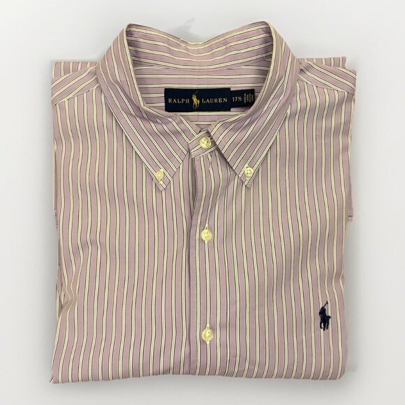 Lauren Ralph Lauren Other - Ralph Lauren Men's Button Down Shirt Size 17.5 Purple Striped Long Sleeves EUC